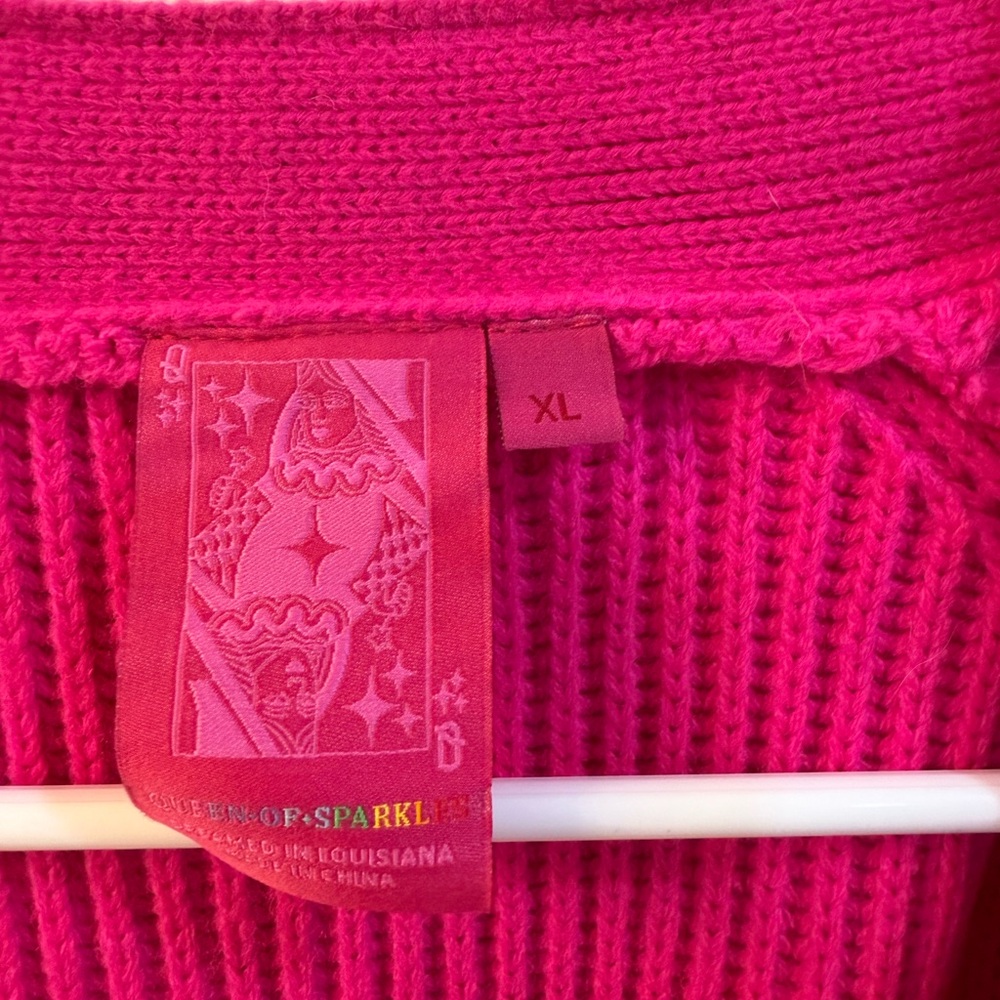 QUEEN OF SPARKLES Pink Cardigan with Tiger Embroidery - Picture 3 of 4